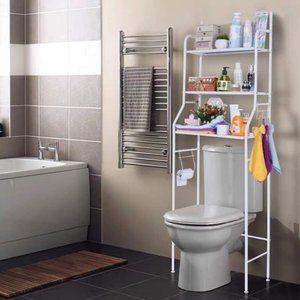 Metal Bathroom shelve, 3-Shelf Over Toilet Rack for Bath Essentials -White